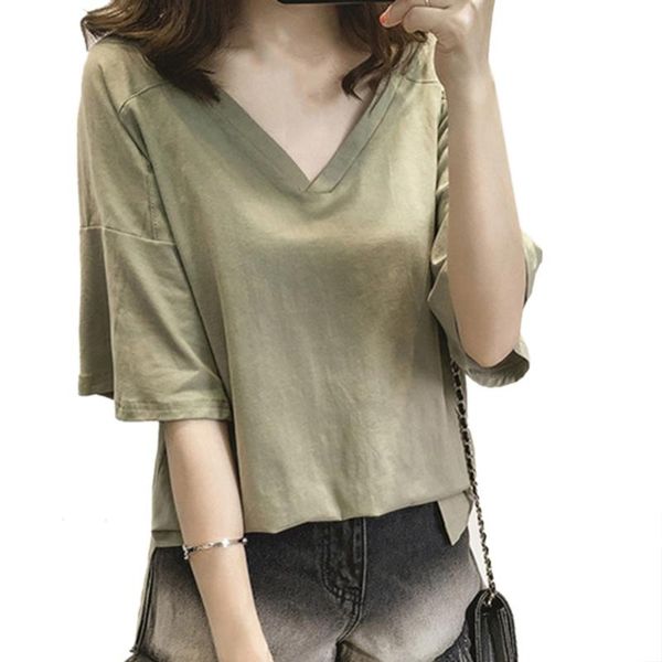 women's t-shirt summer plus size tee basic shirts women solid v neck short sleeve long casual big size female 3xl 4xl femme, White
women's t-shirt summer plus size tee basic shirts women solid v neck short sleeve long casual big size female 3xl 4xl femme, White