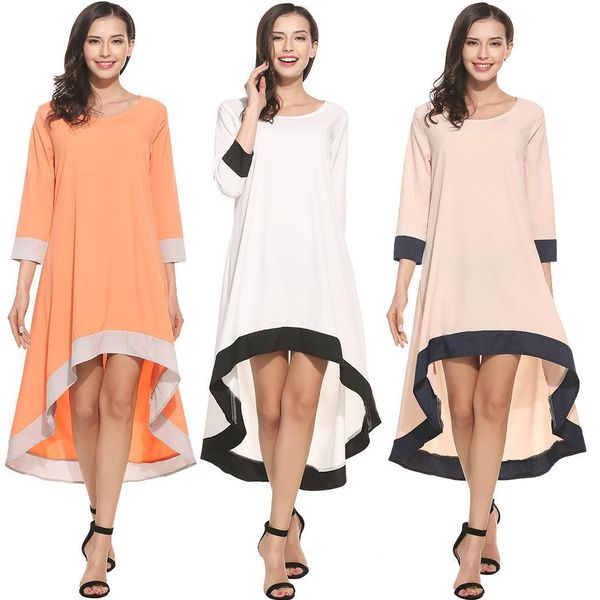 womens maxi plus size loose casual irregular stitching three-quarter sleeve dress, Black;gray
womens maxi plus size loose casual irregular stitching three-quarter sleeve dress, Black;gray