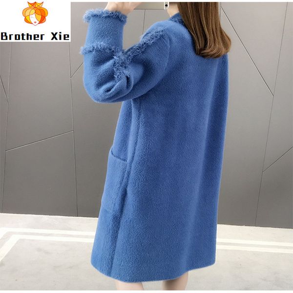 size plus woolen long winter warm overcoat spring coat knitted cardigan solid v-neck trench coat for women mink artificial mink, Black
size plus woolen long winter warm overcoat spring coat knitted cardigan solid v-neck trench coat for women mink artificial mink, Black