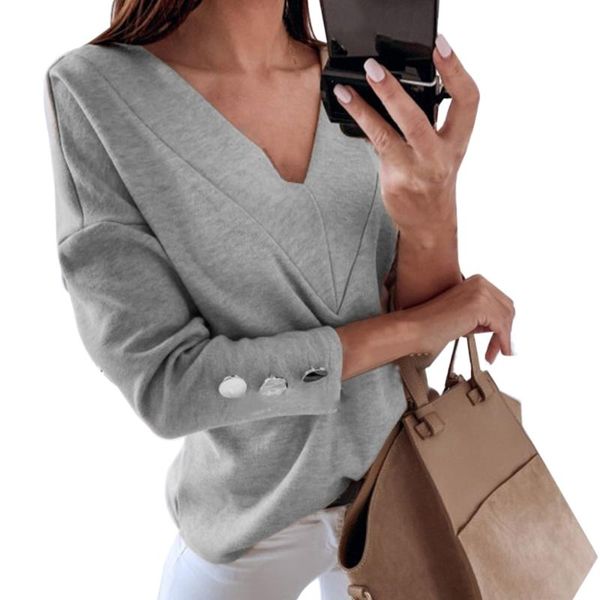 women's blouses casual long sleeve shirts ladies v-neck bussiness style femme button blusas oversized 2xl, White
women's blouses casual long sleeve shirts ladies v-neck bussiness style femme button blusas oversized 2xl, White
