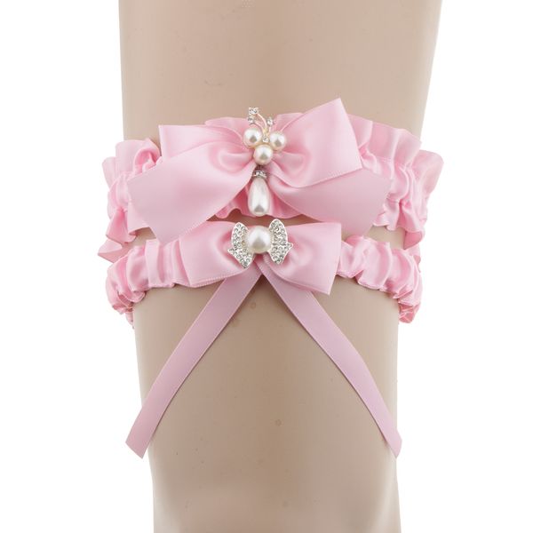 2pcs set bridal elastic satin bow ribbon pearl leg garter thigh ring pink, White
2pcs set bridal elastic satin bow ribbon pearl leg garter thigh ring pink, White