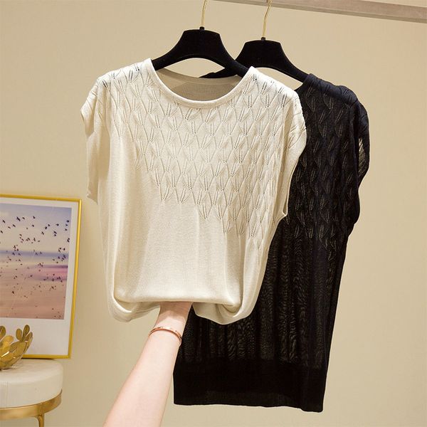 plus size hollow out knitted t-shirt women 2020 summer novelty short sleeve loose knitwear tshirt female oversized vintage, White
plus size hollow out knitted t-shirt women 2020 summer novelty short sleeve loose knitwear tshirt female oversized vintage, White