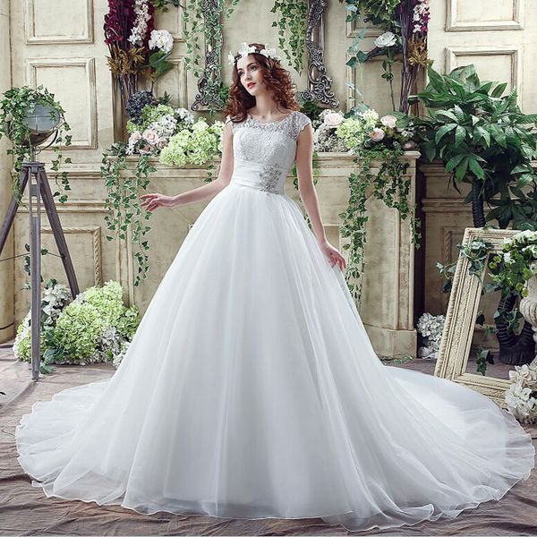 white elegant wedding dresses o neck with lace cap sleeves a line long wedding party bride dresses for women wedding gowns
white elegant wedding dresses o neck with lace cap sleeves a line long wedding party bride dresses for women wedding gowns