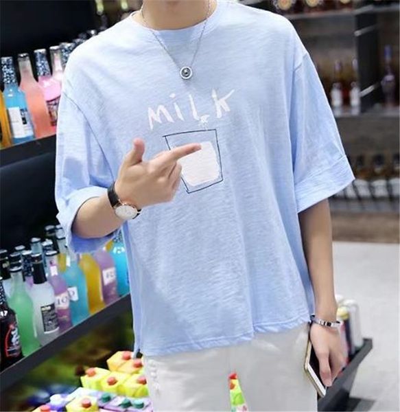 milk letter print mens designer tshirts fashion loose summer short sleeve mens tees casual males clothing, White;black
milk letter print mens designer tshirts fashion loose summer short sleeve mens tees casual males clothing, White;black