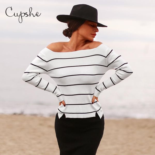 cupshe black white striped off shoulder long sleeve sweater woman 2020 autumn winter casual loose female pullovers clothing, White;black
cupshe black white striped off shoulder long sleeve sweater woman 2020 autumn winter casual loose female pullovers clothing, White;black