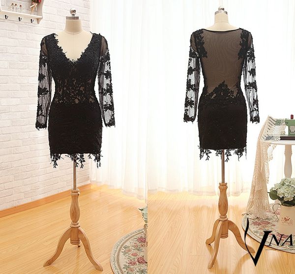 black short cocktail prom dress with long lace illusion sleeves sheath see through waist homecoming party dress cheap
black short cocktail prom dress with long lace illusion sleeves sheath see through waist homecoming party dress cheap