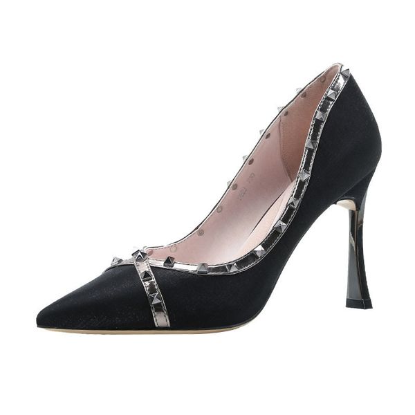 pumps thin heels shoes wedding party women's ladies fashion rivet satin lady's heel pointed toe thin high heel 9.5cm shoe, Black
pumps thin heels shoes wedding party women's ladies fashion rivet satin lady's heel pointed toe thin high heel 9.5cm shoe, Black