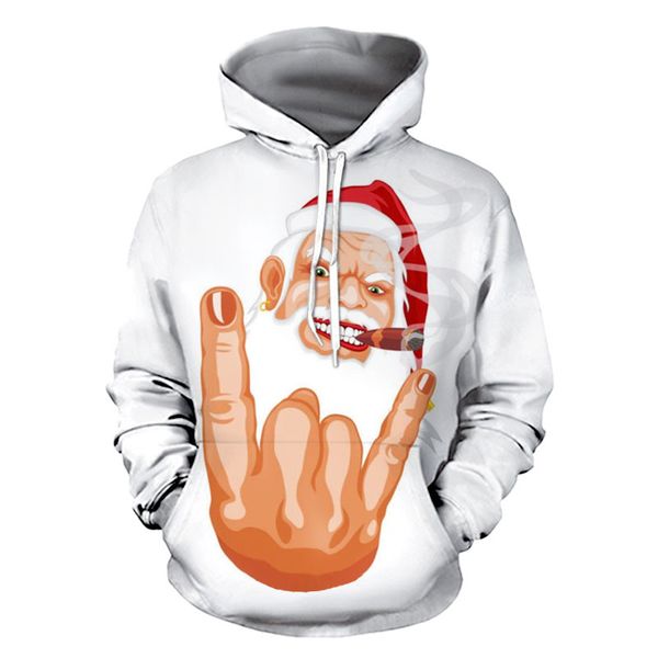 

funny 3d santa claus print hoodie men 2019 fashion streetwear christmas hoodies men hipster hip hop xmas casual hoody sweatshirt, Black