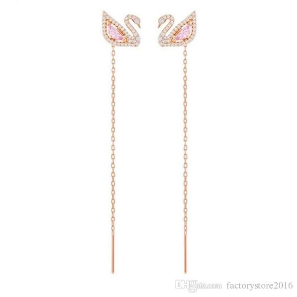 luxury designer swan stud earrings for women brand long tassel earrings with pink crystal jewelry gift, Golden;silver
luxury designer swan stud earrings for women brand long tassel earrings with pink crystal jewelry gift, Golden;silver
