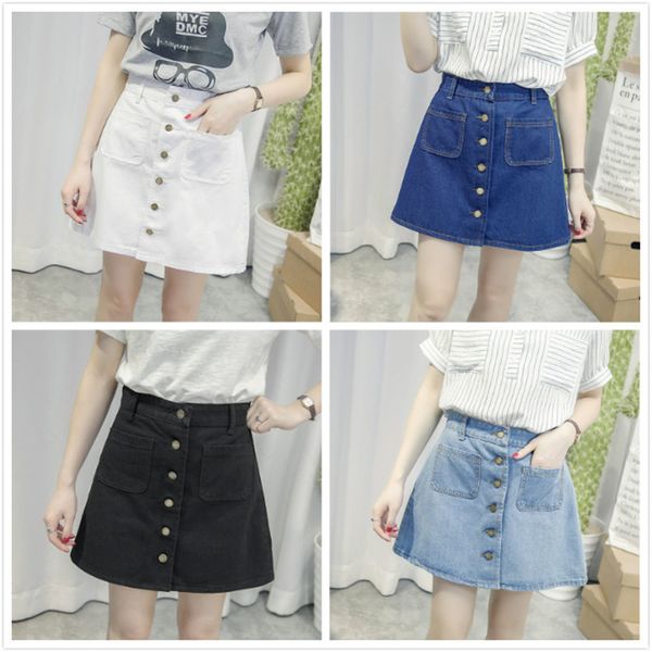 2019 summer womens ladies a-line jeans short skirt button high waist denim pockets skirt harajuku mini jean c1014, Black
2019 summer womens ladies a-line jeans short skirt button high waist denim pockets skirt harajuku mini jean c1014, Black