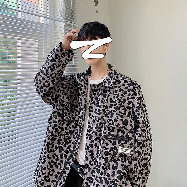 leopard print stand-up collar workwear leopard print jacket men's washed coats trend, Black;brown
leopard print stand-up collar workwear leopard print jacket men's washed coats trend, Black;brown