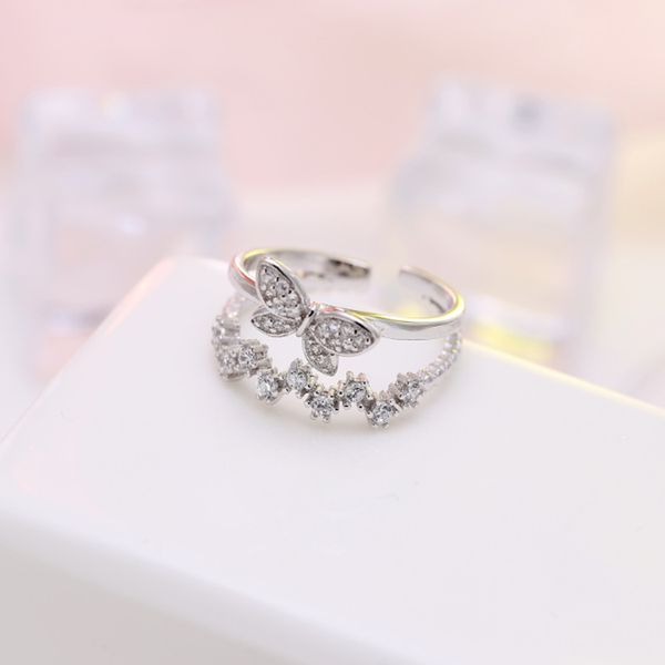 south korea 92 silver 5 double layer micro pave butterfly small drill elegant ring women's decoration little finger ring accesso
south korea 92 silver 5 double layer micro pave butterfly small drill elegant ring women's decoration little finger ring accesso
