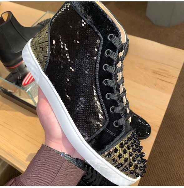 luxury designer men women spikes casual brand red bottom sneakers beads leather trainers walking board shoes, Black
luxury designer men women spikes casual brand red bottom sneakers beads leather trainers walking board shoes, Black