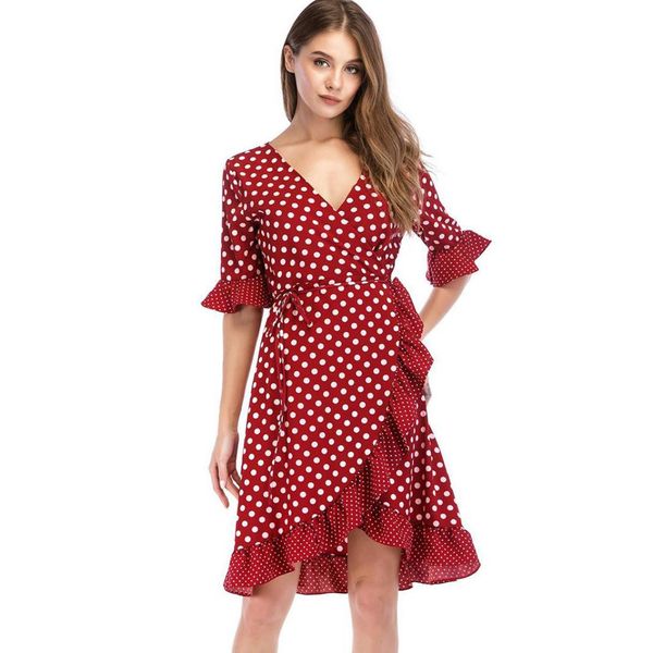 2018 dress female new fashion women's dot printing bandage half sleeve chic dress party swing mini dressvestidos robe, Black;gray
2018 dress female new fashion women's dot printing bandage half sleeve chic dress party swing mini dressvestidos robe, Black;gray
