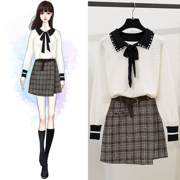 autumn and winter knitting suit college wind spell color belt cover head knitting coat small sweet style package buttocks skirts, White
autumn and winter knitting suit college wind spell color belt cover head knitting coat small sweet style package buttocks skirts, White