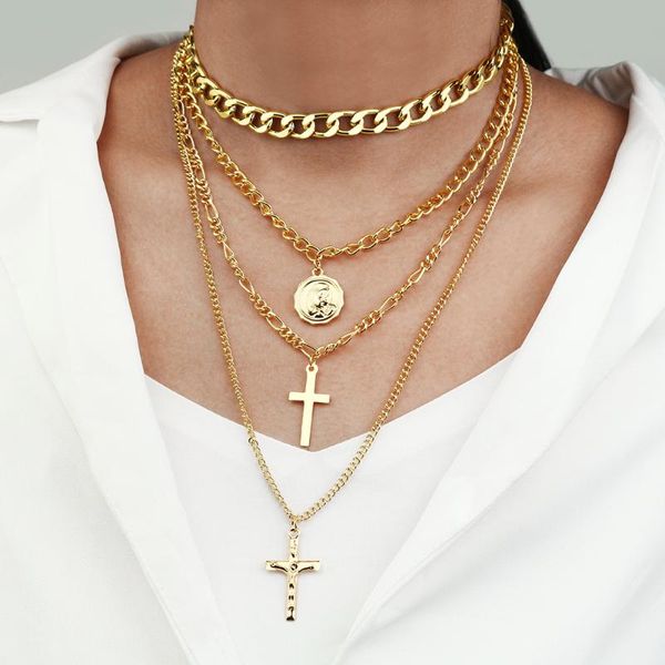 personality trend head portrait pendant multilayer necklace jewelry european and american fashion popular cross necklace, Silver
personality trend head portrait pendant multilayer necklace jewelry european and american fashion popular cross necklace, Silver