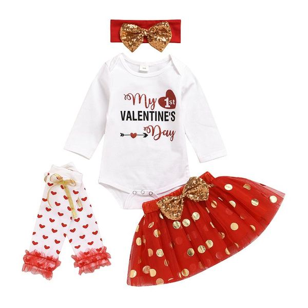 4pcs newborn kids baby girls clothes sets valentine love romper party lace tutu skirt +leg warms+headband outfit, White
4pcs newborn kids baby girls clothes sets valentine love romper party lace tutu skirt +leg warms+headband outfit, White