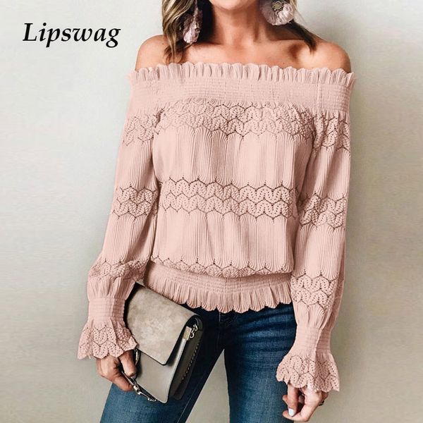 lipswag women elegant off shoulder blouse autumn lace long sleeve hollow out blusa shirt slash neck patchwork blouses, White
lipswag women elegant off shoulder blouse autumn lace long sleeve hollow out blusa shirt slash neck patchwork blouses, White