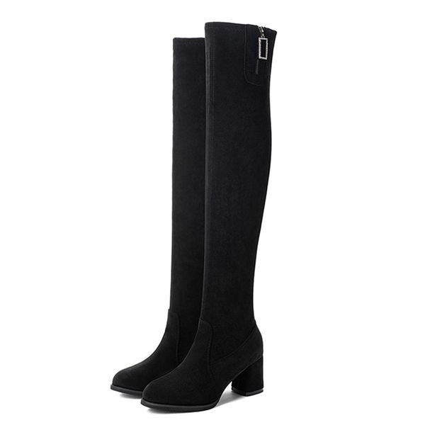 winter over kneeth length booties casual women's shoes high heels boots women zipper pandent round toe heels long booties, Black
winter over kneeth length booties casual women's shoes high heels boots women zipper pandent round toe heels long booties, Black