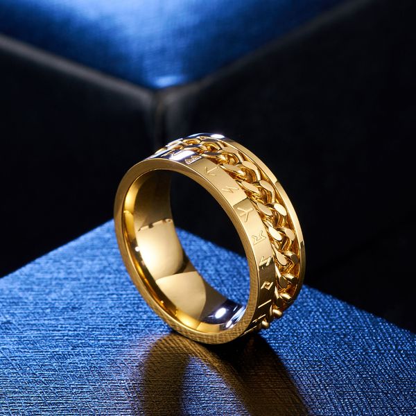 new selling nordic style titanium steel viking text chain ring can rotate trendy fashion accessories wholesale postage, Silver
new selling nordic style titanium steel viking text chain ring can rotate trendy fashion accessories wholesale postage, Silver