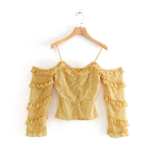 2019 women sweet butterfly sleeve floral print yellow sling blouse shirts pleated ruffles buckles chemise blusas ls3744, White
2019 women sweet butterfly sleeve floral print yellow sling blouse shirts pleated ruffles buckles chemise blusas ls3744, White