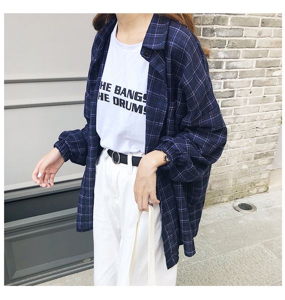 new woman vent vintage plaid shirt single breasted turn down women brouse collar cotton long sleeve button feminina shirt, White
new woman vent vintage plaid shirt single breasted turn down women brouse collar cotton long sleeve button feminina shirt, White