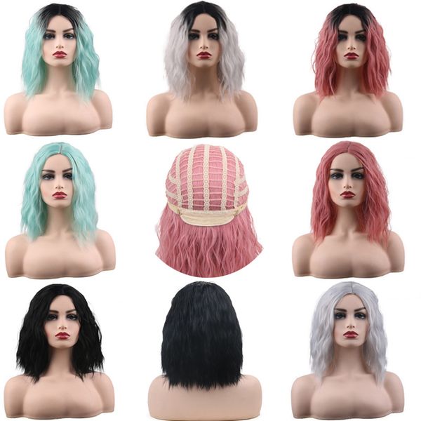 short curly wigs centre parting heat resistant synthetic hair wigs 7 colors mixed color ing, Black
short curly wigs centre parting heat resistant synthetic hair wigs 7 colors mixed color ing, Black