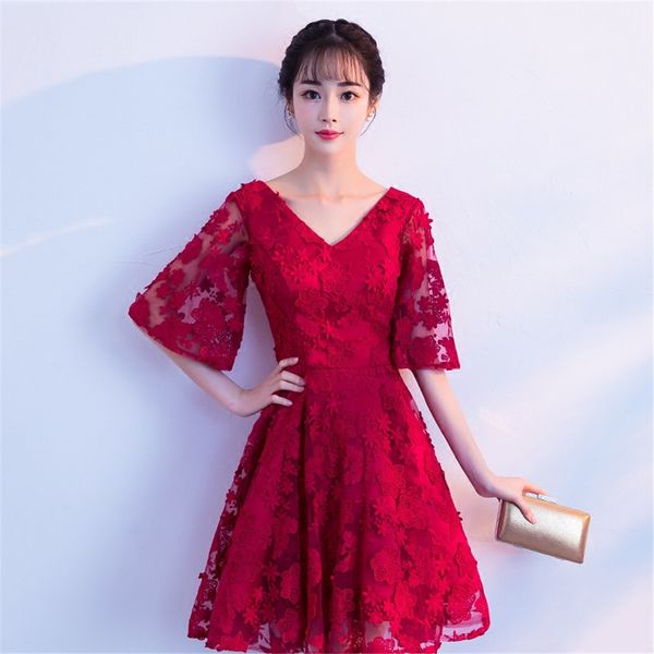 summer evening party dress exquisite lace formal cheongsam bridal wedding gown qipao flare sleeve vestidos oversize 3xl, Red 
summer evening party dress exquisite lace formal cheongsam bridal wedding gown qipao flare sleeve vestidos oversize 3xl, Red