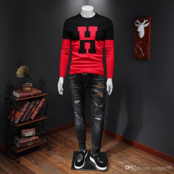 2019 new sweater pullover men's hoodie long-sleeved sweater letter knit sweater slim casual men's warm large size -3xl, White;black
2019 new sweater pullover men's hoodie long-sleeved sweater letter knit sweater slim casual men's warm large size -3xl, White;black