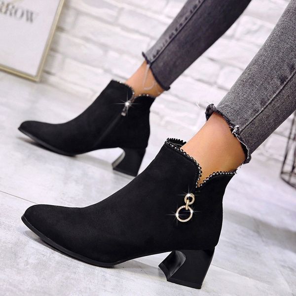 shoes women 2019 autumn winter boots women casual booties flock crystal suede side zipper ankle boots lady pointed toe, Black
shoes women 2019 autumn winter boots women casual booties flock crystal suede side zipper ankle boots lady pointed toe, Black