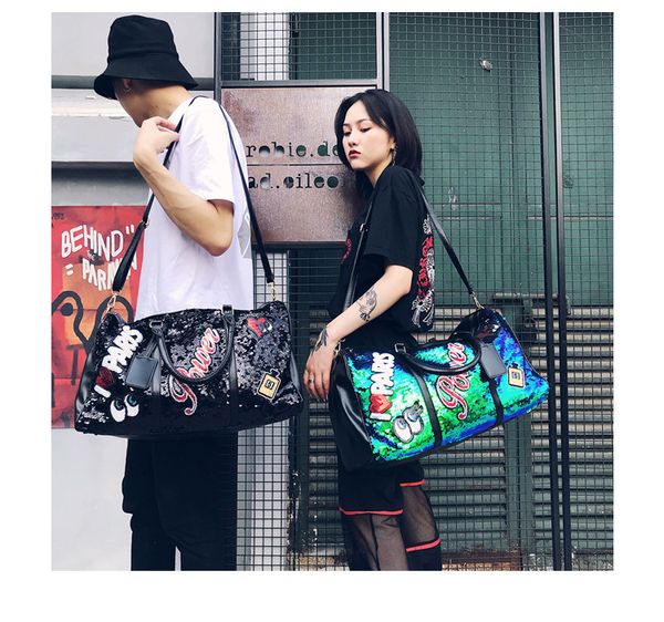 Portable large capacitygym bag fashion female sequins cartons yoga handbags short travel luggage duffel bags 4 colors
Portable large capacitygym bag fashion female sequins cartons yoga handbags short travel luggage duffel bags 4 colors