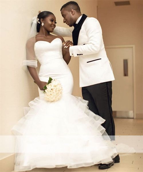 vestido de noiva plus size wedding dresses african ruffles organza sweetheart sleeveless covered button mermaid wedding gowns, White
vestido de noiva plus size wedding dresses african ruffles organza sweetheart sleeveless covered button mermaid wedding gowns, White