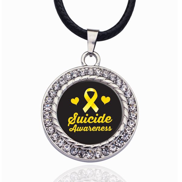 suicide awareness circle charm necklace jewelry fashion popular beads chain crystal grain pendant necklace, Bronze;silver 
suicide awareness circle charm necklace jewelry fashion popular beads chain crystal grain pendant necklace, Bronze;silver