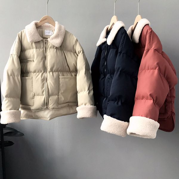 new winter female short coat stitching lamb fur loose leisure outwear warm bread suit cotton clothes female parkas, Black
new winter female short coat stitching lamb fur loose leisure outwear warm bread suit cotton clothes female parkas, Black