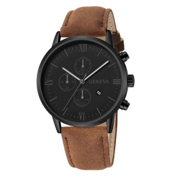 

fashion geneva men date alloy case synthetic leather analog quartz sport watch male clock brand luxury relogio masculino d30, Slivery;brown