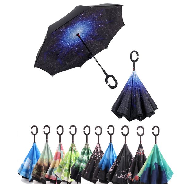 windproof reverse folding umbrellas double layer inverted umbrella c handle stand rainy and sunny women men gift
windproof reverse folding umbrellas double layer inverted umbrella c handle stand rainy and sunny women men gift