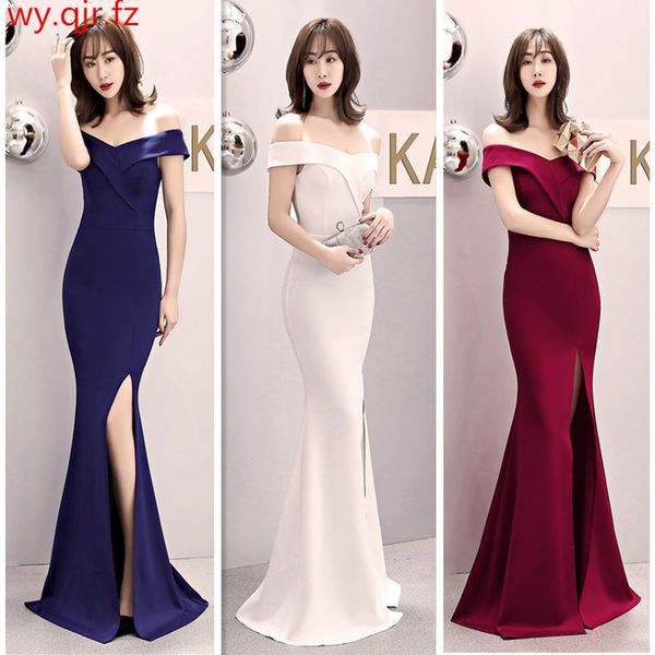 yey8642#fishtail evening dresses party prom dress long black dark blue wine red off shoulder wholesale costume elastic fabrics, White;black
yey8642#fishtail evening dresses party prom dress long black dark blue wine red off shoulder wholesale costume elastic fabrics, White;black