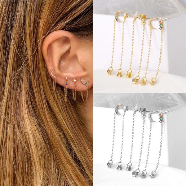 boako korean stud earrings for women 925 sterling silver jewelry long threader earring rainbow cz moon star tassel chain earring, Golden;silver
boako korean stud earrings for women 925 sterling silver jewelry long threader earring rainbow cz moon star tassel chain earring, Golden;silver