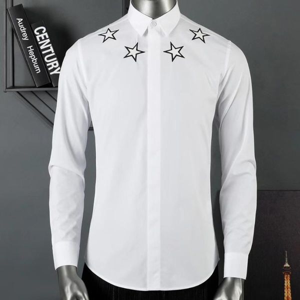 duyou mens cotton shirt men dress shirt men embrodiery necklace stars slim fit casual shirts dy2326, White;black
duyou mens cotton shirt men dress shirt men embrodiery necklace stars slim fit casual shirts dy2326, White;black