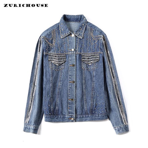 zurichouse fashion chains denim jacket women's heavy 2019 new diamonds beading autumn coat female jeans jackets, Black;brown
zurichouse fashion chains denim jacket women's heavy 2019 new diamonds beading autumn coat female jeans jackets, Black;brown