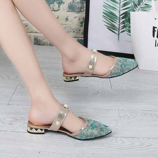 women shoes ladies summer pearl bling embroider sandals slipper new flats large size zapatos de mujer, Black
women shoes ladies summer pearl bling embroider sandals slipper new flats large size zapatos de mujer, Black