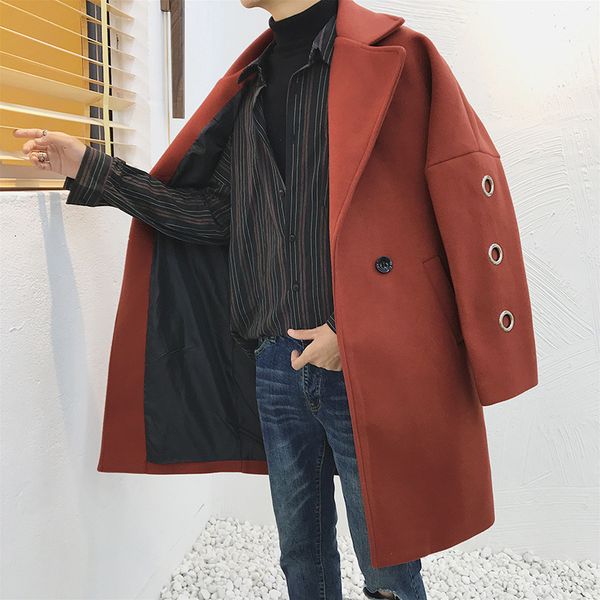 2019 autumn and winter new men's loose woolen coat fashion casual solid color mid-length windbreaker jacket red s-2xl, Black
2019 autumn and winter new men's loose woolen coat fashion casual solid color mid-length windbreaker jacket red s-2xl, Black