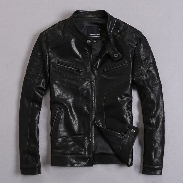 male genuine leather sheepskin short design real leather jackets spring and autumn fashion motorcycle coat, Black
male genuine leather sheepskin short design real leather jackets spring and autumn fashion motorcycle coat, Black