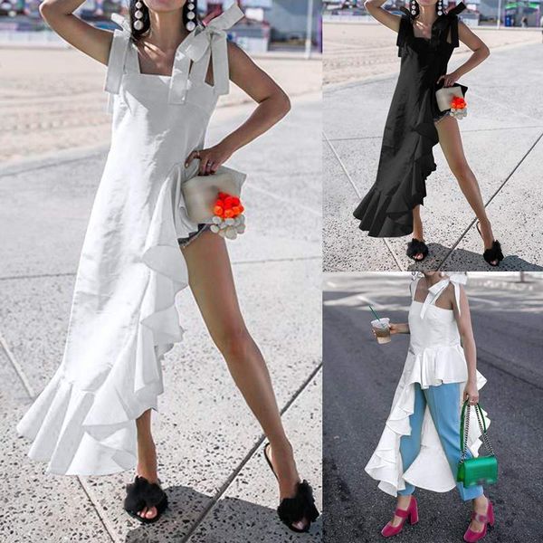 2020 celmia asymmetrical summer women ruffles long shirts fashion blouse spaghetti straps casual sleeveless work blusa, White
2020 celmia asymmetrical summer women ruffles long shirts fashion blouse spaghetti straps casual sleeveless work blusa, White