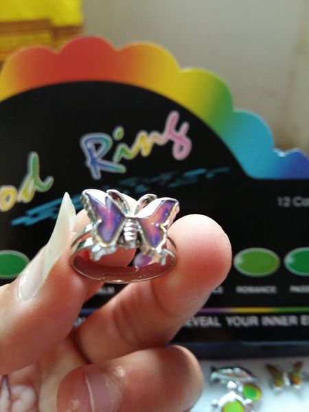 cute butterfly mood ring adjustable mood ring, Silver