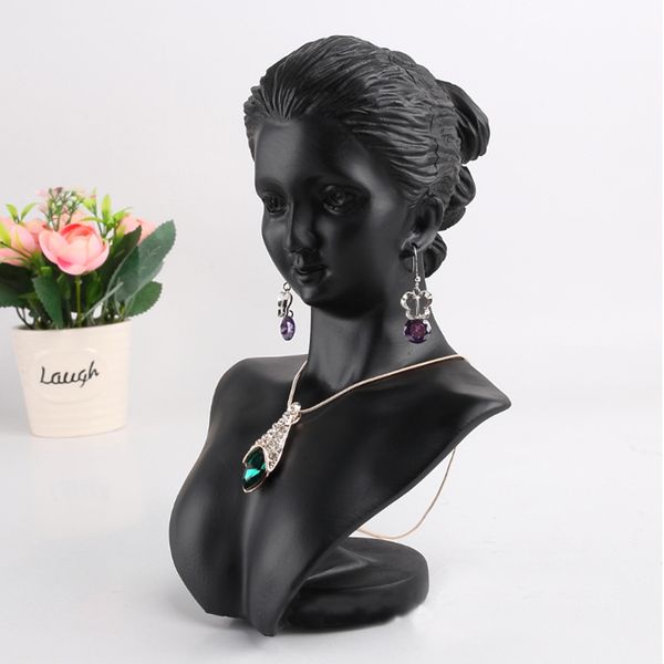 black resin mannequin bust gift jewelry necklace pendant earring display stand holder show decorate jewelry display shelf, Pink;blue
black resin mannequin bust gift jewelry necklace pendant earring display stand holder show decorate jewelry display shelf, Pink;blue