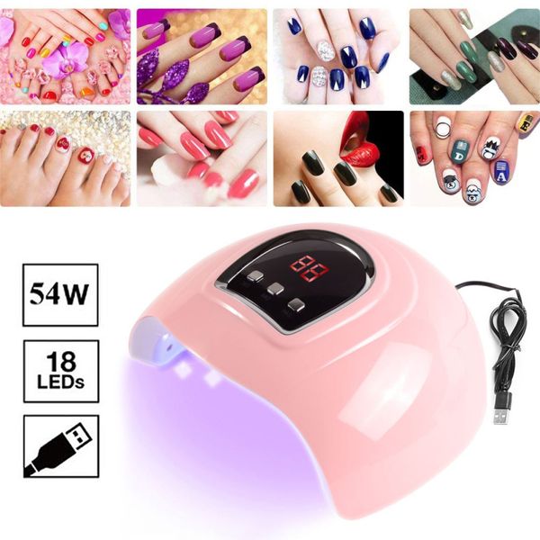 54w professional uv led nail lamp 30/60/90s timer led nail dryer polish 18 dual-source lamp beads usb connector machine
54w professional uv led nail lamp 30/60/90s timer led nail dryer polish 18 dual-source lamp beads usb connector machine
