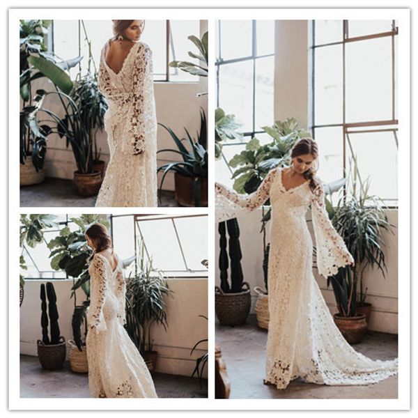 ivory lace v neck beach modest vintage long sleeve wedding dresses 2019 new abito da sposa muslim wedding dress bridal gowns, White
ivory lace v neck beach modest vintage long sleeve wedding dresses 2019 new abito da sposa muslim wedding dress bridal gowns, White