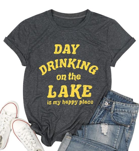 day drinking on the lake is my happy place short-sleeved t-shirt women fashion letter printed t-shirt woman tee casual tee, White
day drinking on the lake is my happy place short-sleeved t-shirt women fashion letter printed t-shirt woman tee casual tee, White