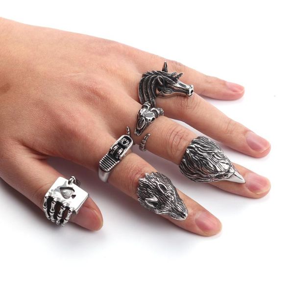gothic punk men stainless steel ring retro snake tiger wolf rings skeleton devil evil lighter playing cards animal male ring, Silver
gothic punk men stainless steel ring retro snake tiger wolf rings skeleton devil evil lighter playing cards animal male ring, Silver